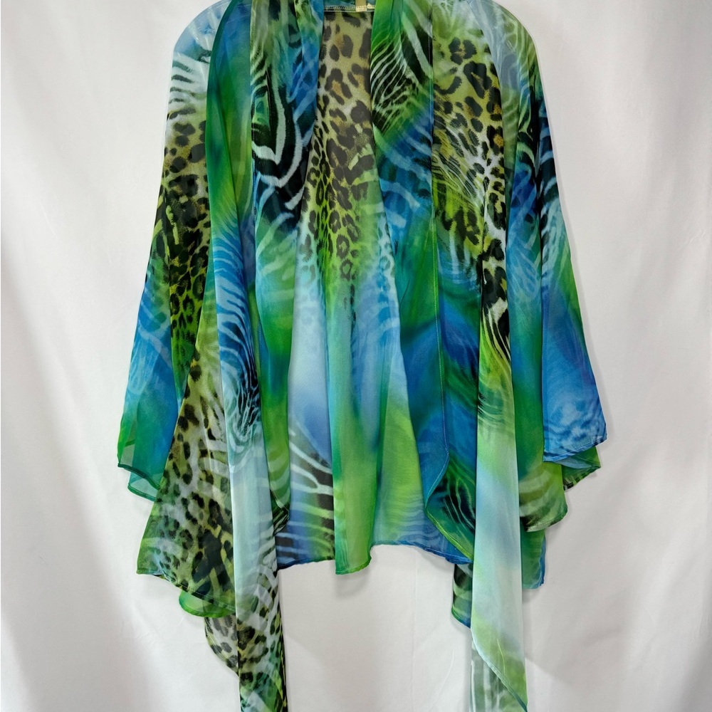 Vibrant Animal Print Sheer Shawl - Size XL - Picture 1 of 4